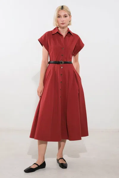 Truedames Perfect Balance Woven Midi Dress In Red