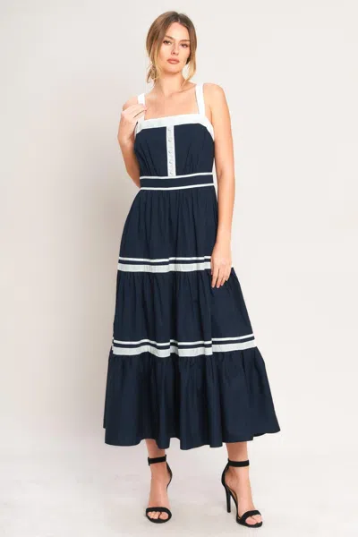 Truedames Petal Kiss Woven Midi Dress In Blue