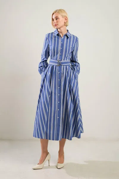 Truedames Petal Power Midi Shirt Dress In Blue