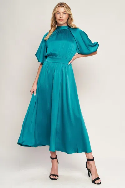 Truedames Petal Prowess Woven Midi Dress In Blue