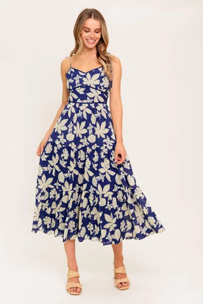 Truedames Petals In The Wind Woven Midi Dress In Blue
