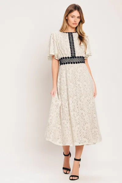 Truedames Petite Lune Woven Lace Midi Dress In White