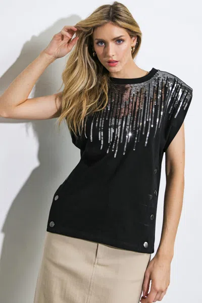 Truedames Petite Treasure Knit Top In Black