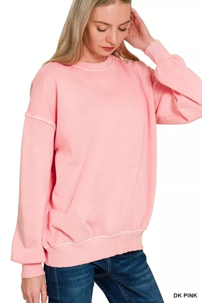 Truedames Pigment Dye Fleece Oversized Sweatshirt In Pink
