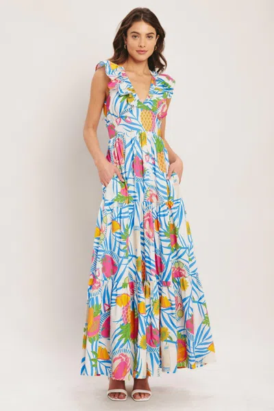 Truedames Pineapple Paradise Woven Maxi Dress In Multi