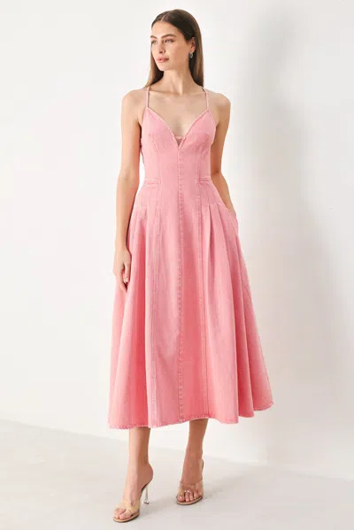 Truedames Pink Haze Woven Twill Midi Dress