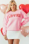 Truedames Pink Lover Puff Print Drop Shoulder Pullover Sweatshirt In Pink