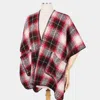 Truedames Plaid Cape Vest Poncho In Red