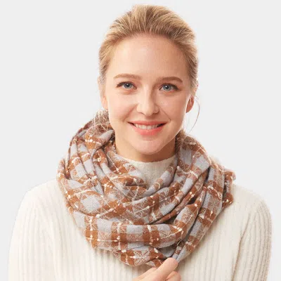 Truedames Plaid Check Infinity Super Soft Scarf In Brown