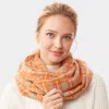 Truedames Plaid Check Infinity Super Soft Scarf In Orange