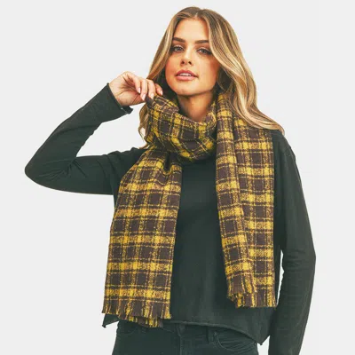 Truedames Plaid Check Lurex Oblong Scarf In Brown