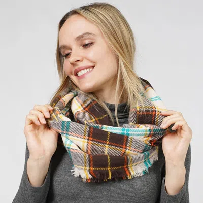 Truedames Plaid Check Patterned Infinity Scarf In Brown