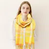 Truedames Plaid Check Patterned Oblong Scarf In Yellow