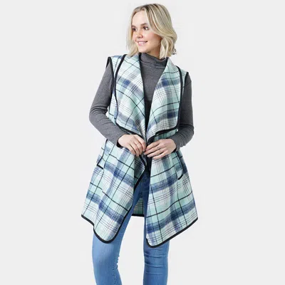 Truedames Plaid Check Vest With Pocket In Blue