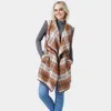Truedames Plaid Check Vest With Pocket In Brown