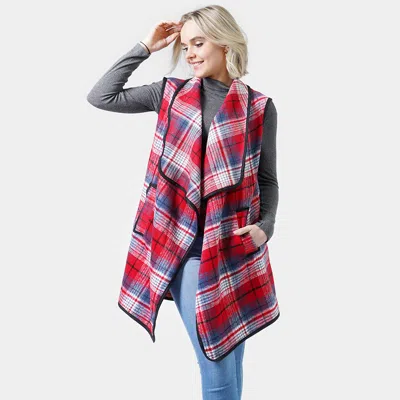 Truedames Plaid Check Vest With Pocket In Red