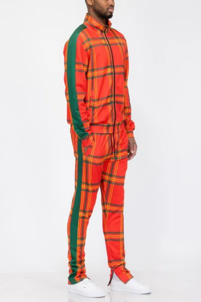 Truedames Plaid Checkered Full Zip Track Pants In Multi