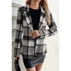 Truedames Plaid Lapel Collar Long Sleeve Button Coat In Multi
