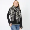 Truedames Plaid Oblong Scarf/shawl In Black