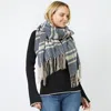 Truedames Plaid Oblong Scarf/shawl In Blue