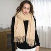 Truedames Plaid Pattern Fringe Winter Scarf In Neutral