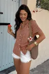 Truedames Plaid Short Sleeve Button Down Pocket Shirt In Multi