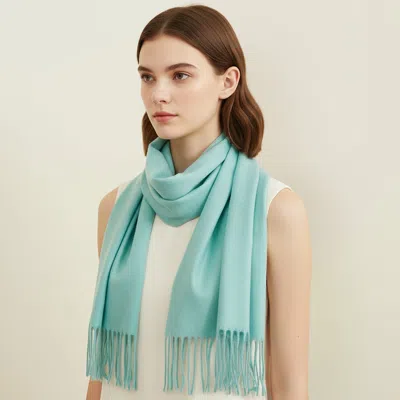 Truedames Plain Color Classic Fringe Shawl Wrap Scarf In Blue