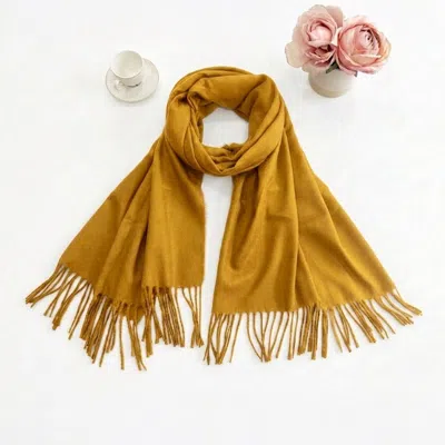 Truedames Plain Color Classic Fringe Shawl Wrap Scarf In Brown