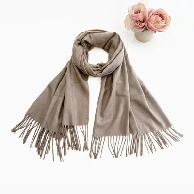 Truedames Plain Color Classic Fringe Shawl Wrap Scarf In Brown