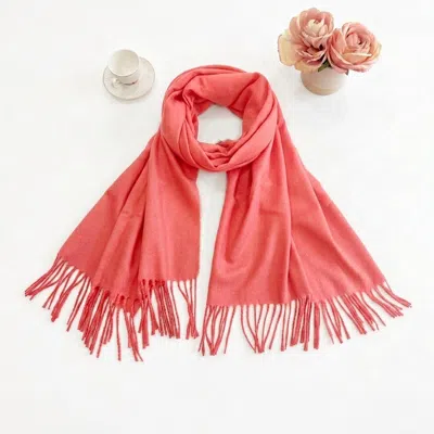 Truedames Plain Color Classic Fringe Shawl Wrap Scarf In Pink
