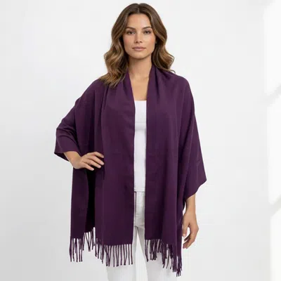 Truedames Plain Color Classic Fringe Shawl Wrap Scarf In Purple