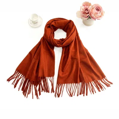 Truedames Plain Color Classic Fringe Shawl Wrap Scarf In Red