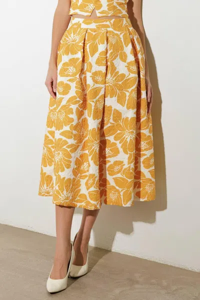 Truedames Plain Optimism Woven Midi Skirt In Yellow