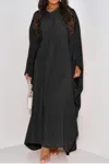 Truedames Plain V Neck Loose Fit Shift Maxi Dress In Black