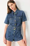 Truedames Play Mode Denim Romper In Multi