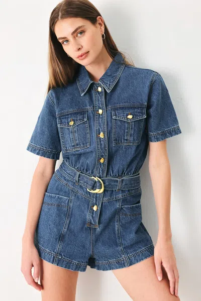 Truedames Play Mode Denim Romper In Multi
