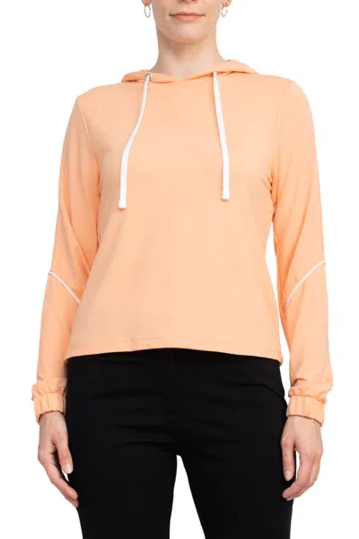 Truedames Play Picot Edge Trim Hoodie Sweatshirt Drapey Terry In Orange
