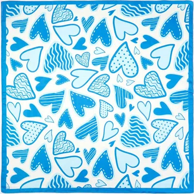 Truedames Playful Heart Pattern Square Bandana Scarf In Blue