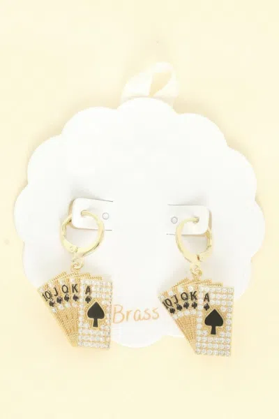 Truedames Playing Card Theme Dangle Earrings In Gold