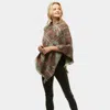 Truedames Playing Cats Plaid Poncho In Gray