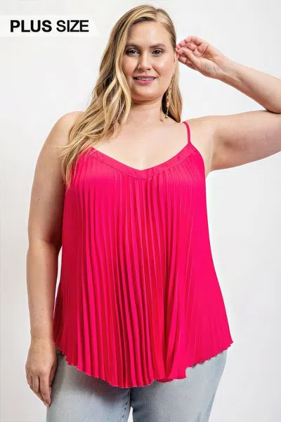 Truedames Pleated Tank Top With Adjustable Strap In Pink