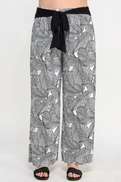 Truedames Plisse Palm Print Pants In Multi