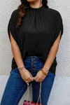 Truedames Plus Mock Neck Batwing Sleeve Loose Tunic Top In Black