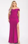 Truedames Plus Off Shoulder Draped Cross Wrap Maxidress In Pink