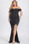 Truedames Plus Off Shoulder Party Maxi Dress In Black