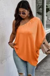 Truedames Plus One Shoulder Solid Casual Loose Fit Shirt In Orange