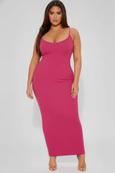 Truedames Plus Ribbed Mermaaid Hem Cami Dress In Pink