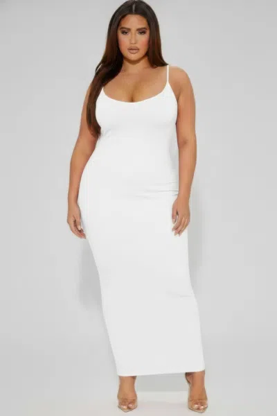 Truedames Plus Ribbed Mermaaid Hem Cami Dress In White
