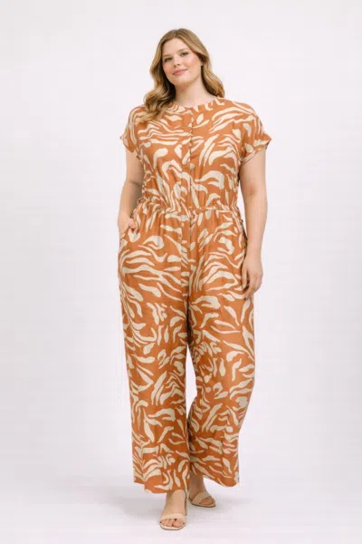 Truedames Plus Size Abstract Print Jumpsuit In Green