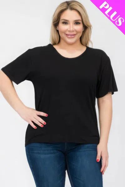 Truedames Plus Size Basic Short Sleeve T-shirt In Black